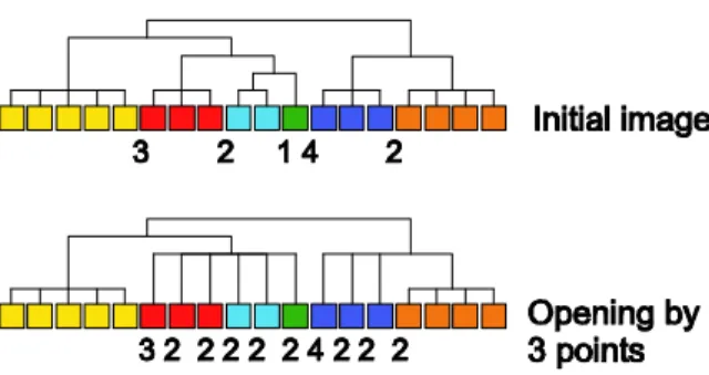 Figure 12: Dendrogram of an initial image and its opening by a segment of 3 points.