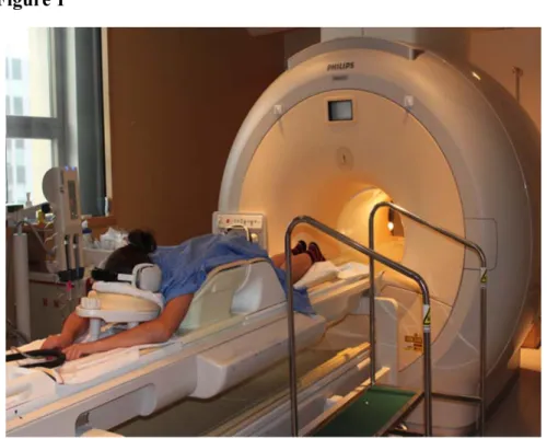 Figure 1 Illustration of the positioning of a subject in the breast coil prior to the insertion in  the MRI magnet