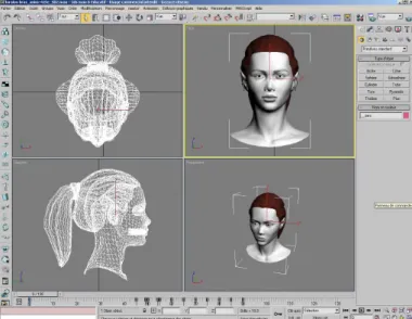 Figure 3.2 : Modèle du visage de Loralou dans le logiciel 3DS Max 
