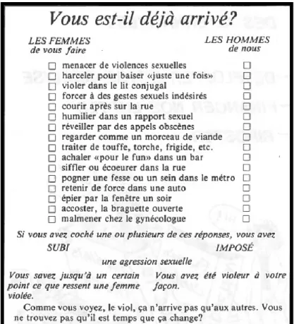 Figure 8.  Pour briser le silence : briser l’isolement, riposter. Dans le bulletin des  Centres contre le viol, 1981, p.54 