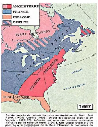 Figure 4. L’Amérique du Nord après le traité de Bréda (1667) 115