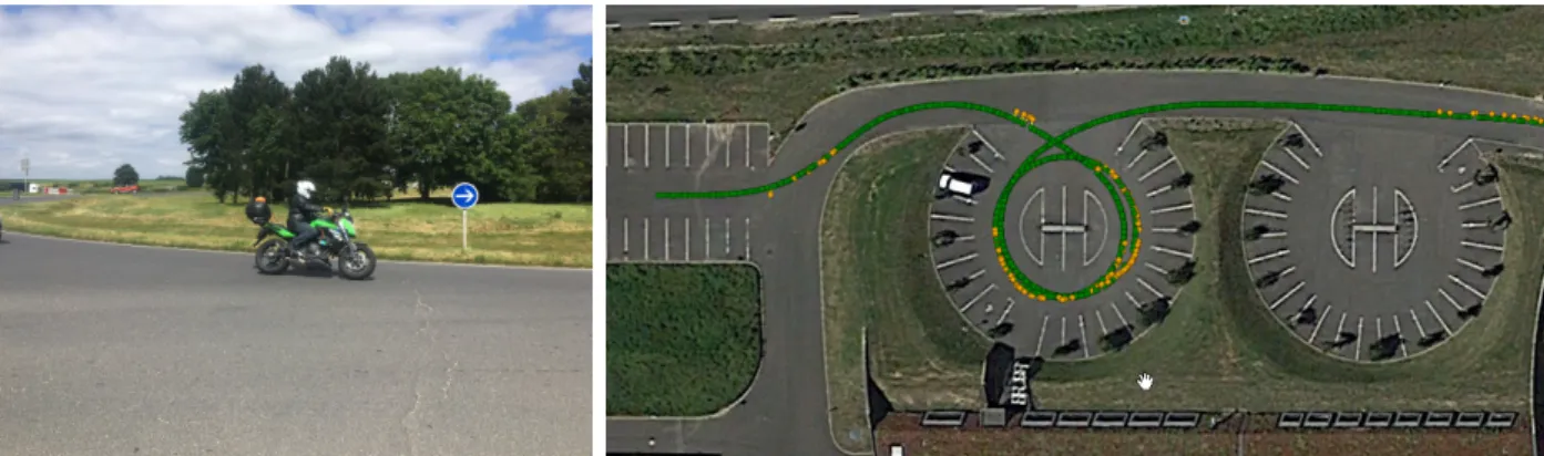 Figure 4.6: Prise de virage au grand et petit rond-point.