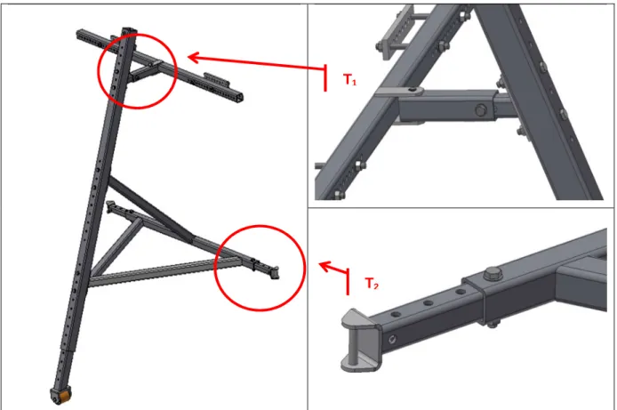 Figure 5: sliding tubes for adapting the outrigger in the height and length directions