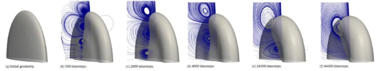 Figure 3: Déformation d’une membrane lipidique au cours du temps  2.2.   Méthode de pénalisation du volume : 