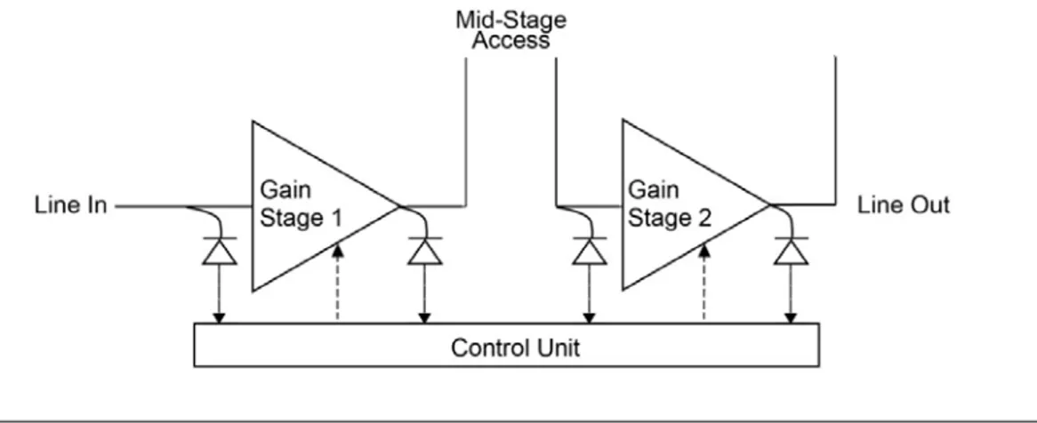 Figure 2.3 — Architecture of a dual-stage amplifier with mid-stage access.
