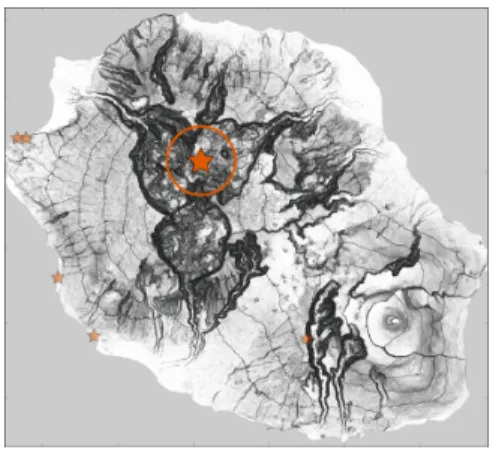 Figure 1: Localisation du site de l'éboulement de Grand Sable et du point  d’observation (fond topographique: carte IGN TOP25 série bleue)