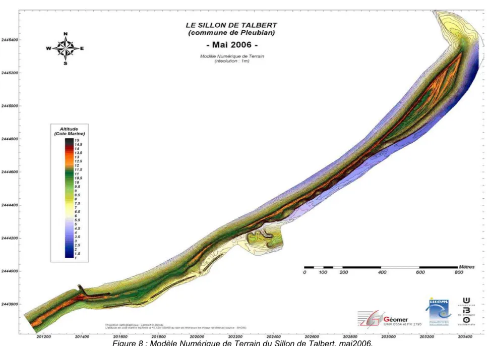 Figure 8 : Modèle Numérique de Terrain du Sillon de Talbert, mai2006. 