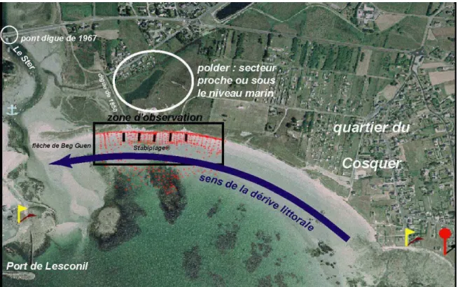 Figure 2 : Contexte géographique de la  plage des Sables Blancs 
