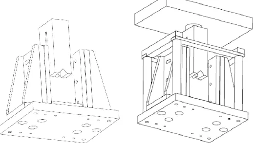 Fig. 2. Dispositif d’essai pour les essais en statique (gauche) et en dynamique (droite) 