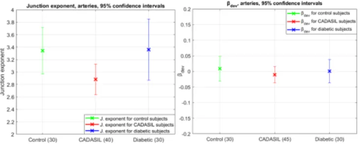 Fig. 6: Results for control subjects, diabetics and CADASIL at a 95% confidence interval