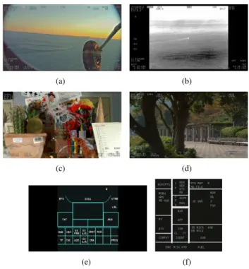Fig. 2. The six airplane cockpit screens video sequences used in our experiments (see Tab