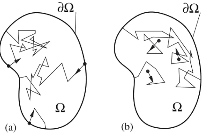 Fig. 1: Illustration of first-return L trajectories (a) and first- first-passage R trajectories (b).