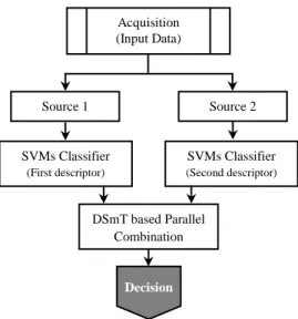 Fig 1. Structure of the combination scheme using SVM and DSmT 