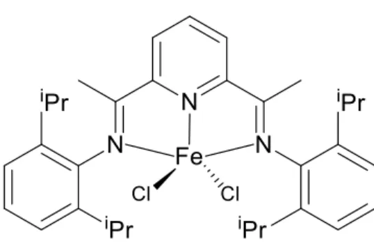Fig. 1.2: 2,6-Diacetylpyridinebis(2,6-diisopropylanil) iron dichloride complex. 