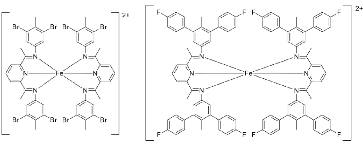 Fig. 1.5: Cationic species of ion-pair complexes [L 2 Fe] 2+  [FeCl 4 ] 2-  as reported by Ionkin et al