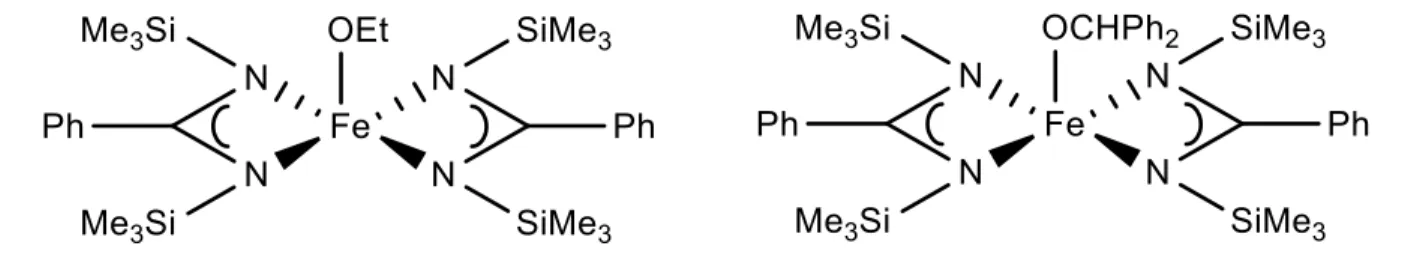 Fig. 1.7: Heteroleptic mononuclear iron (III) alkoxide complexes as reported by O’Keefe et al