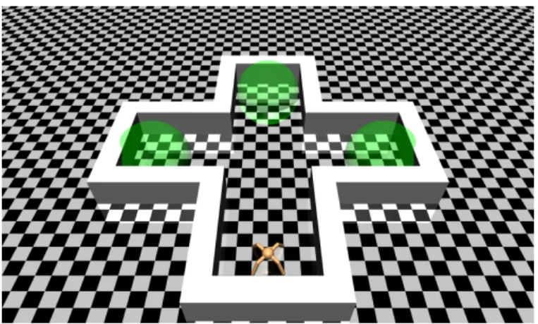 Figure 2.4 – View of the Ant Maze environment with 3 goals