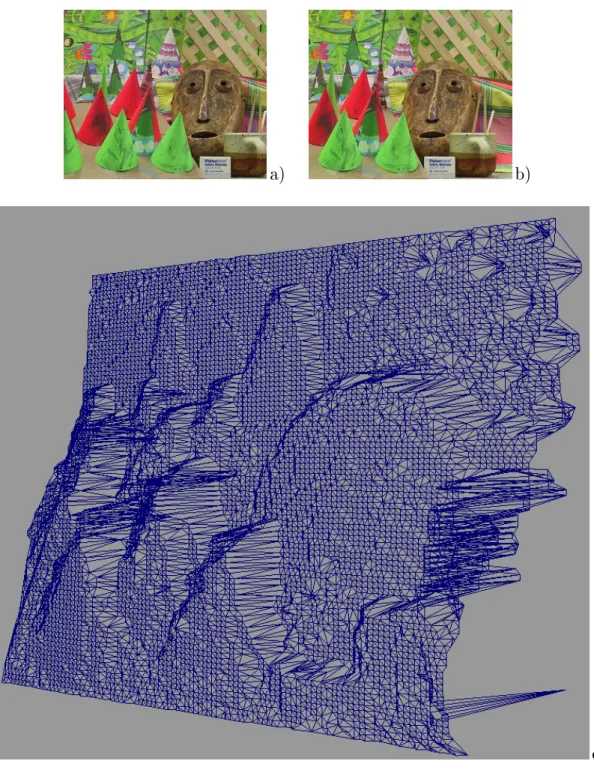 Figure 2.15: Mise en orrespondane dense par orrélation. Les images a) et b) sont