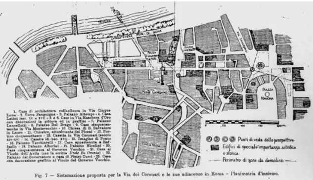 Figure p. A plan for Rome illustrating Giovannoni's urban-scale approach to heritage. From Guido Zucconi