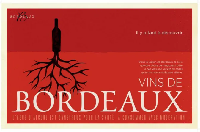 Figure I.1 – Aﬃche de la campagne publicitaire du CIVB « Il y a tant à découvrir » – les racines des vins de Bordeaux (source : CIVB, 2014)