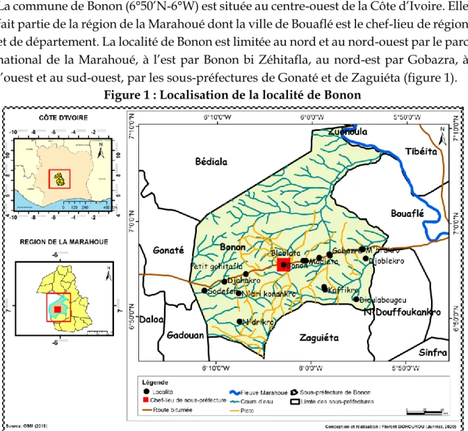 Figure 1 : Localisation de la localité de Bonon 