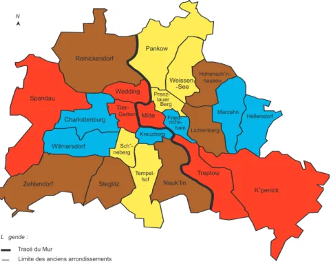 Figure 1 – Nouvelles et anciennes divisions administratives berlinoises