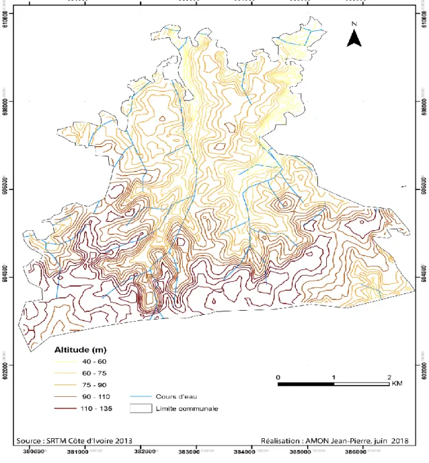 Figure 4 : Carte topographique de la ville d’Anyama 