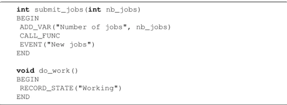 Fig. 1 Example of function instrumentation using the script language.
