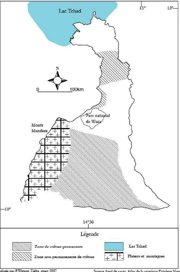 Figure 1.10. Zones de culture permanente et non permanente du muskuwaari