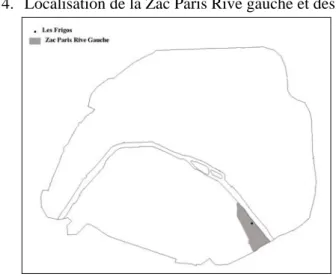 Fig. 4.  Localisation de la Zac Paris Rive gauche et des Frigos 