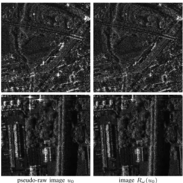 Fig. 14. Recombination of targets into discrete Diracs for sidelobes suppression. We used Algorithm 4 to compute from two pseudo-raw images u 0 (first column) a cleaned image w 0 and a set of targets C 