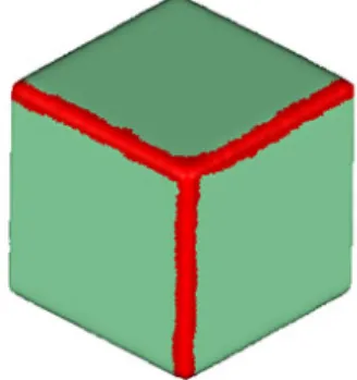 Fig. 4 Selection (red) of the edges of the cube