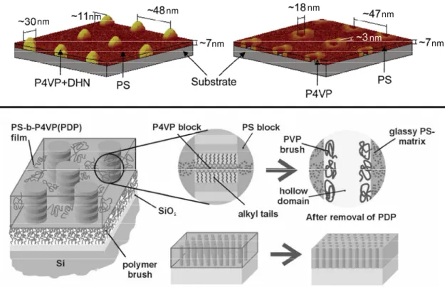 Figure  1.4.  The  formation  of  nanopores  of  different  sizes  after  selective  rinsing  of  1,5–