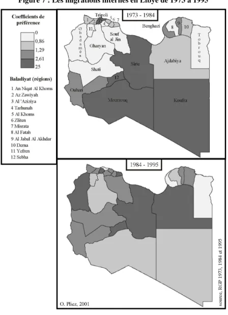 Figure 7 : Les migrations internes en Libye de 1973 à 1995 