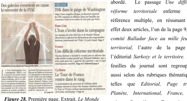Figure 29. Page d’accueil. Extrait. Le Monde (version en ligne, 27 octobre 2008)  Figure 28