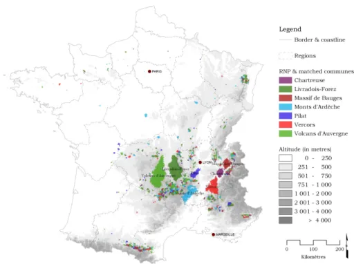 Figure 2. Localisation des communes PNR vs communes jumelles