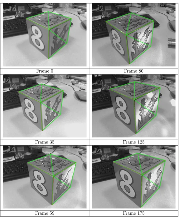 Figure 3.10: Results of the MI model-based algorithm when confronted to specularities.