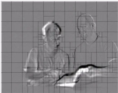 Figure 1.10 – Exemple de partitions de macroblocs pour l’estimation de mouvement