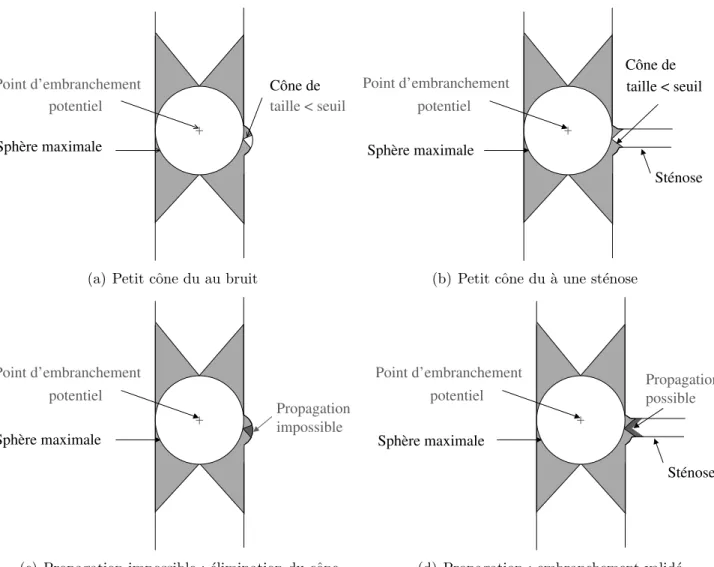 Fig. 4.13 : Discrimination du bruit et des embranchements de calibres h´et´erog`enes.