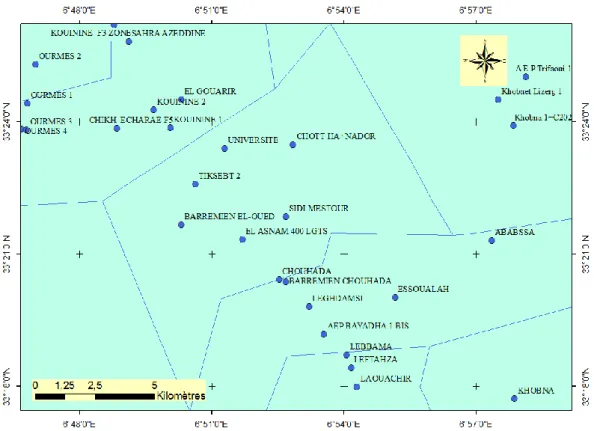 Figure IV.10: Carte de localisation des différents points étudiés. 