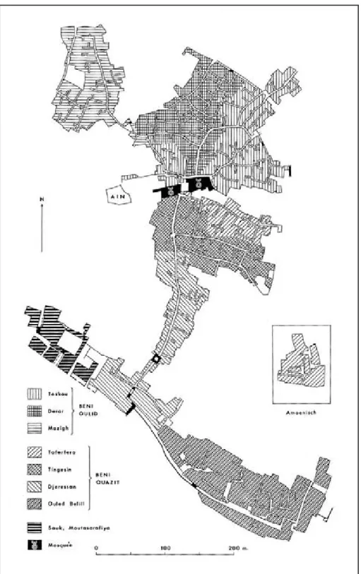 Figure 6 : Ghadamès (Libye). Répartition communautaire Source : L. Eldblom, 1968.