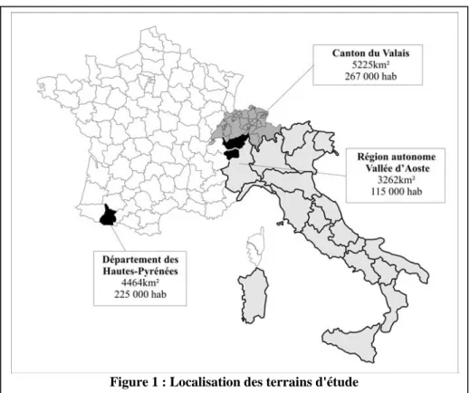 Figure 1 : Localisation des terrains d'étude 