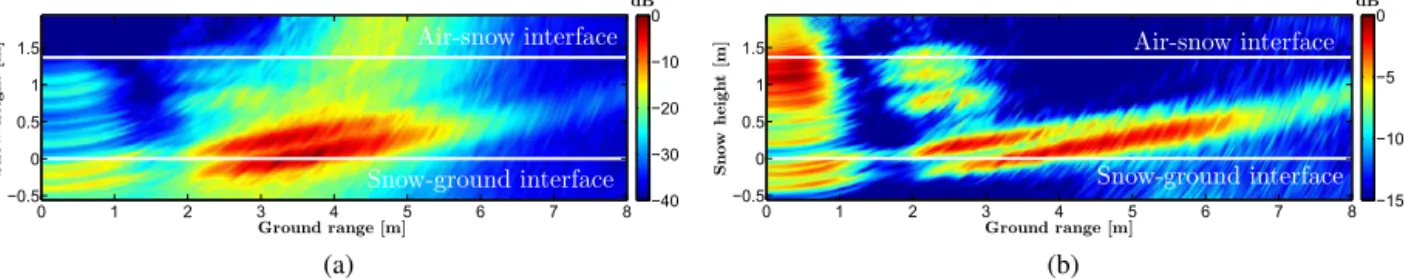 Fig. 3. Focused and multilooked tomogram. The panel on the left is the intensity image and the panel on the right is the coherency image.