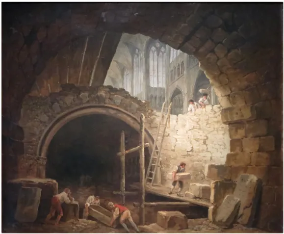 Figure 4.  Hubert Robert, La violation des caveaux des rois dans la basilique de Saint-Denis, 1793