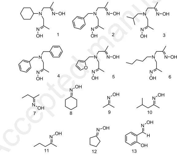 Figure 2. Library of dioxime and mono-oxime ligands. 