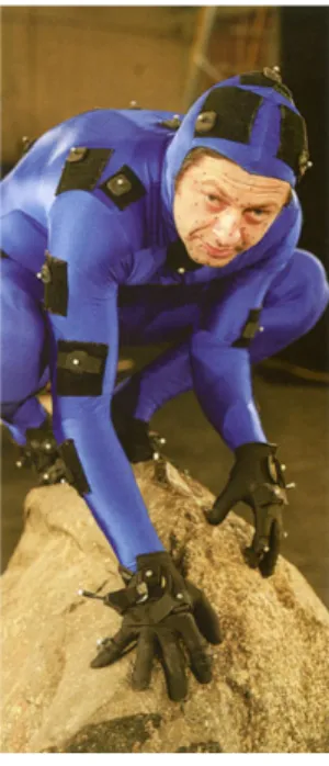 Figure 2.5: Andy Serkis portrays &#34;Gollum&#34; on the performance capture stage. Image from Andy Serkis’ official website (http://serkis.com).
