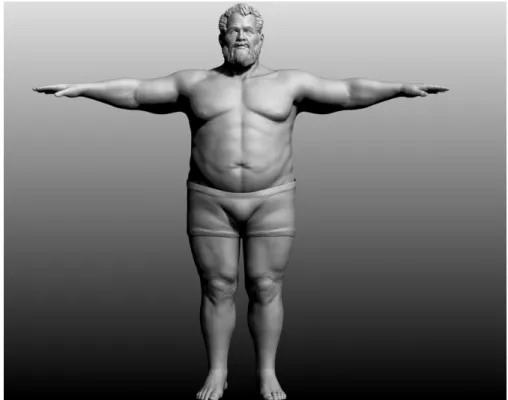 Figure 2.8: A mesh in &#34;T-pose&#34;. Image from cgtrader, &#34;Fatman T-Pose 3D model&#34;.
