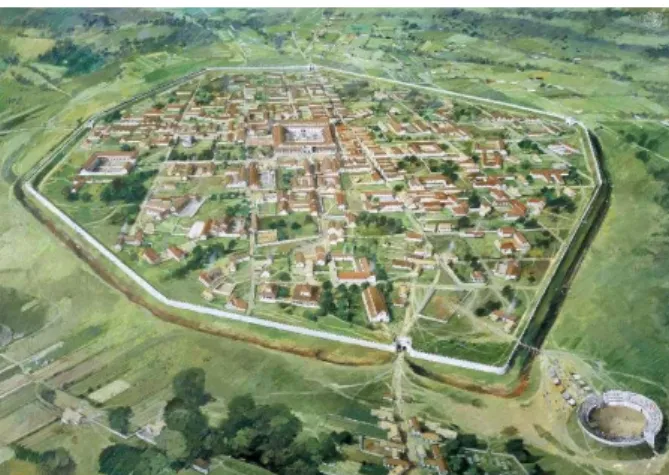 Figure 5: Silchester Roman City Walls, reconstruction drawing  by Ivan Lapper (Johnston, 2015).