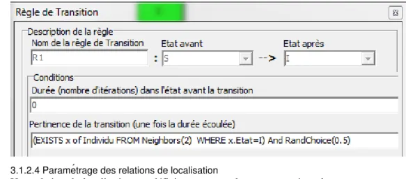 Figure 9 : Définition de la règle de transition R1