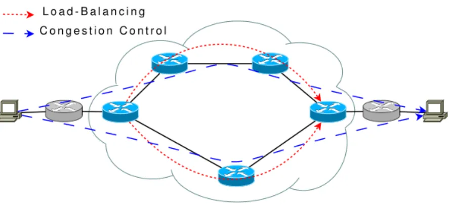 Figure 4.1: An illustration of a difference between Load-Balancing and Congestion Control